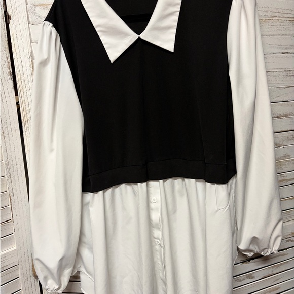 Tops - Women’s Size 3X 90’s Style Vest Over Collared Blouse